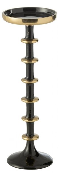 Velký kovový svícen koule černozlatý – 11*11*30 cm - J-Line by Jolipa