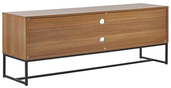 TV skrinka svetlé drevo biela MDF kov 55 x 150 x 40 cm TV stolík 2 police 2 skrinky úložný priestor moderný štýl obývačka