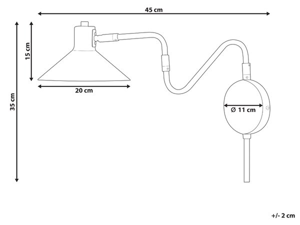 Nástenná lampa biela kovové nastaviteľné tienidlo osvetlenie obývacia izba spálňa