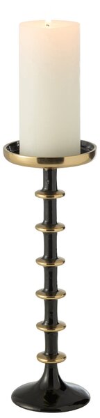 Velký kovový svícen koule černozlatý – 11*11*30 cm - J-Line by Jolipa