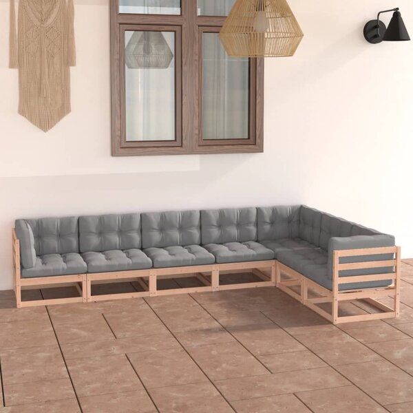 Maison Exclusive – 7-dielna záhradná súprava s vankúšmi z masívneho borovicového dreva