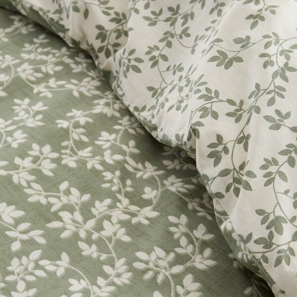 Zelené obliečky na dvojlôžko z bavlneného perkálu 200x200 cm Shadow Leaves – Bianca