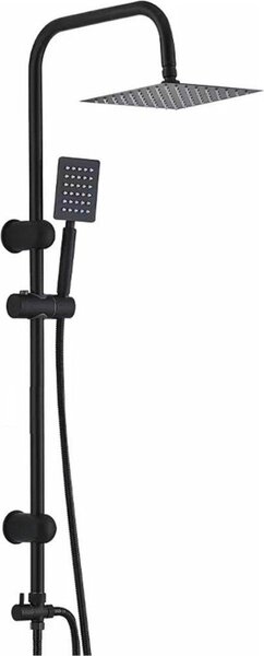 Livista® - Sprchová súprava - Dažďová sprcha a ručná sprcha - Nastaviteľná výška 75-105 cm - Rohový dizajn - Čierna - Robustná
