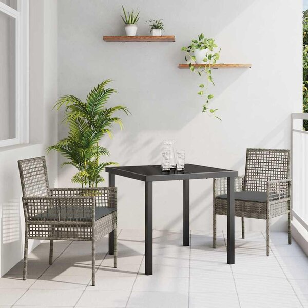 Maison Exclusive – Záhradná jedálenská súprava, 3 kusy, sivý polyratan