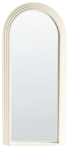 Nástenné zrkadlo krémová biela drevený rám 170 x 80 cm oblúkový tvar moderný tradičný štýl doplnky