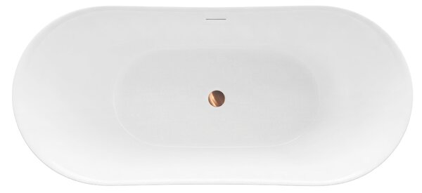Rea Ferrano Slim, voľne stojaca vaňa 170x73 cm, imitácia kameňa, biely click-clack, REA-W0505