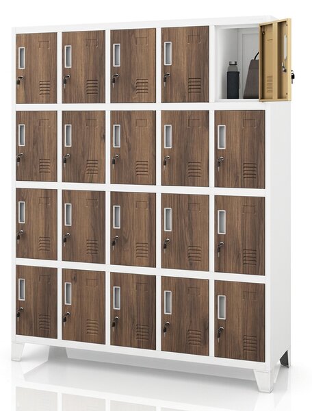 Šatníková skriňa BOZP biela / orech: Eco Design ROBERT, 1360 x 1720 x 450 mm