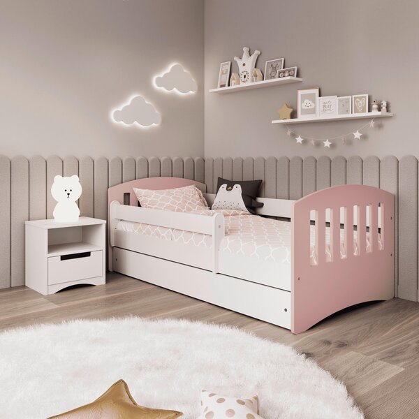 POSTEĽ PRE DETI A MLÁDEŽ 80/140 cm, biela, pink MID.YOU - Detské izby, Online Only