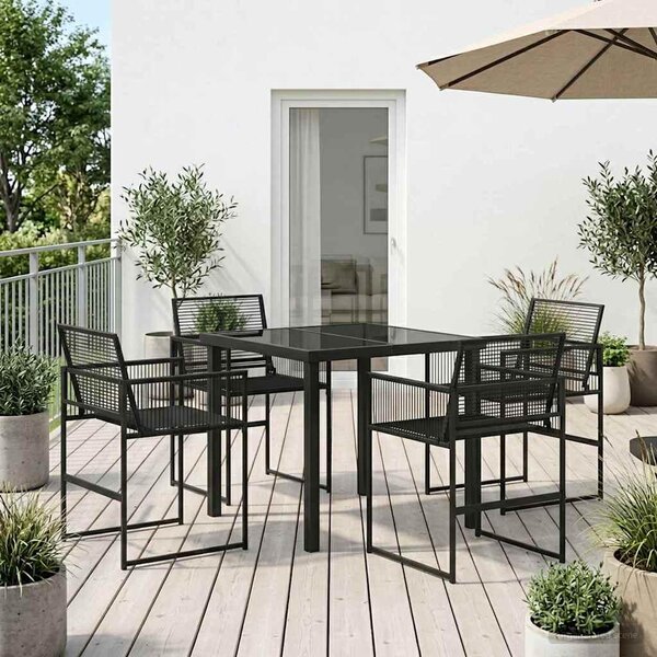 Maison Exclusive – Záhradná jedálenská súprava, 5 kusov, čierna, umelý ratan