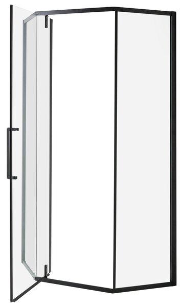 Sprchový kút čierny tvrdené sklo hliníkový rám 90 x 90 x 190 cm priehľadné závesné dvere kúpeľňa