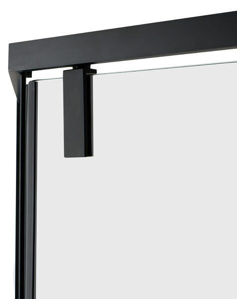 Sprchový kút čierny tvrdené sklo hliníkový rám 90 x 90 x 190 cm priehľadné závesné dvere kúpeľňa