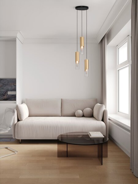 Závesné svietidlo Modesto zlaté a čierne 25 x 150 cm – Zlatá