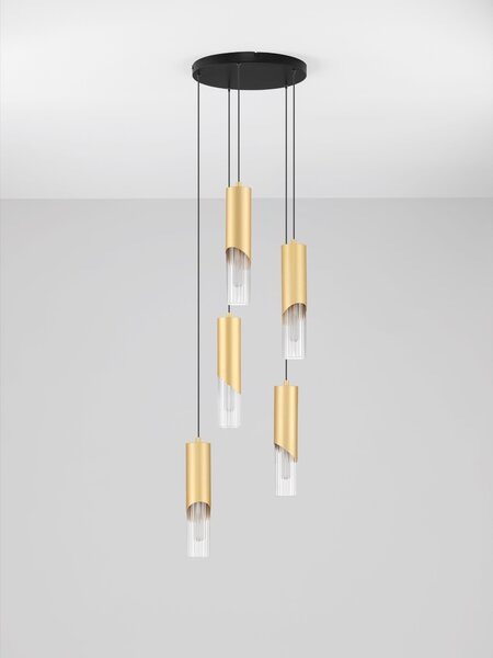 Závesné svietidlo Modesto zlaté a čierne 66 x 5 x 150 cm – Zlatá