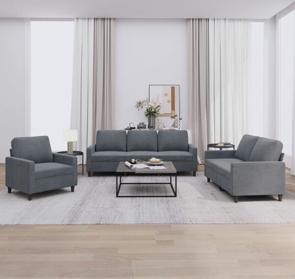 Maison Exclusive – 3-dielna sedacia súprava s vankúšmi, tmavošedý zamat