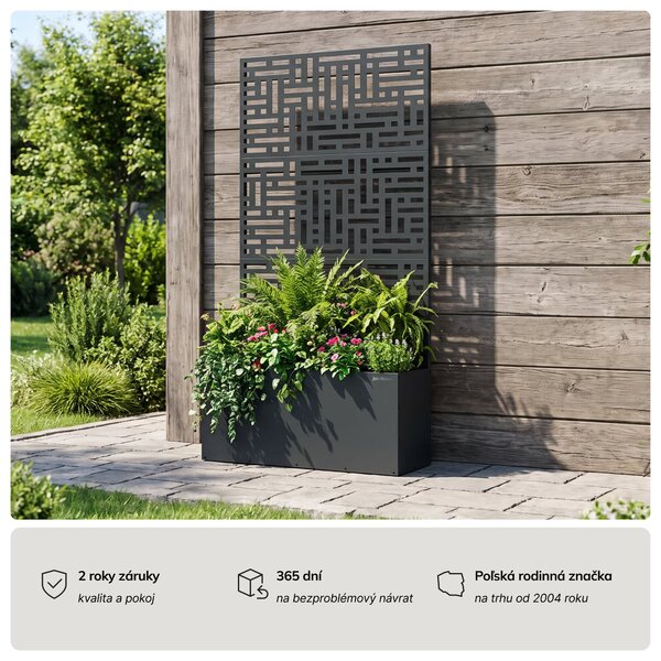 Pergola s kvetináčom kovová antracitová: ROSE, 900 x 1800 x 300 mm