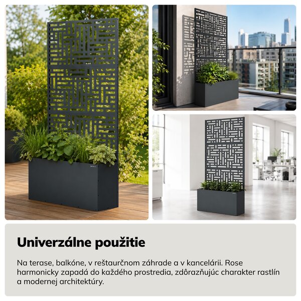 Pergola s kvetináčom kovová antracitová: ROSE, 900 x 1800 x 300 mm