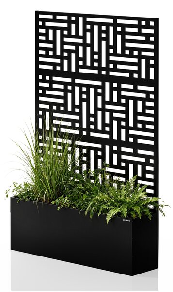 Pergola s kvetináčom kovová čierna: ROSE, 1200 x 1800 x 300 mm