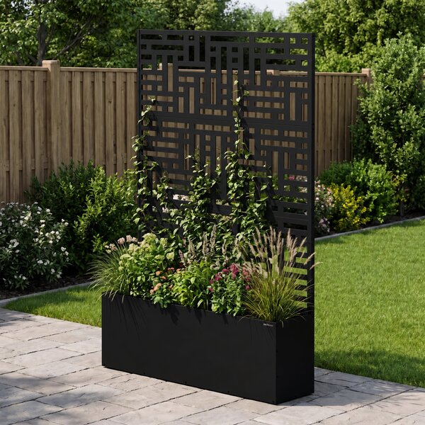 Pergola s kvetináčom kovová čierna: ROSE, 1200 x 1800 x 300 mm