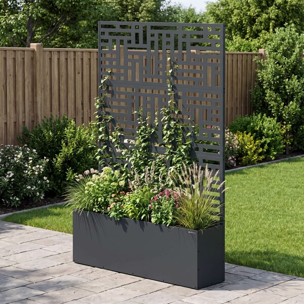 Pergola s kvetináčom kovová antracitová: ROSE, 1200 x 1800 x 300 mm