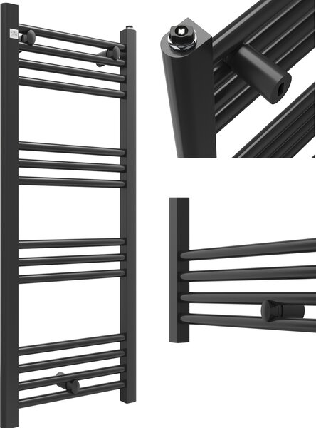 Granitan | Kúpeľňový radiátor PUERTO - 100/40 cm - čierny - moderný dizajn - ohrievač uterákov