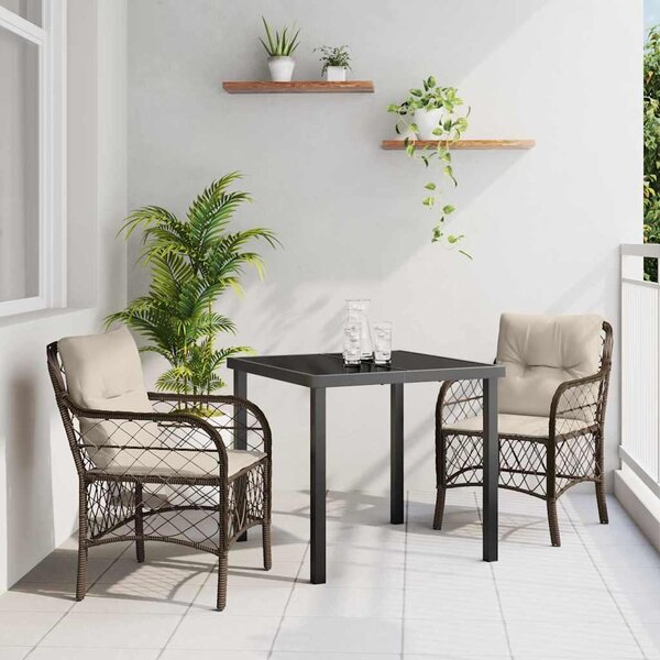 Maison Exclusive – Záhradná jedálenská súprava, 3 kusy, hnedý polyratan