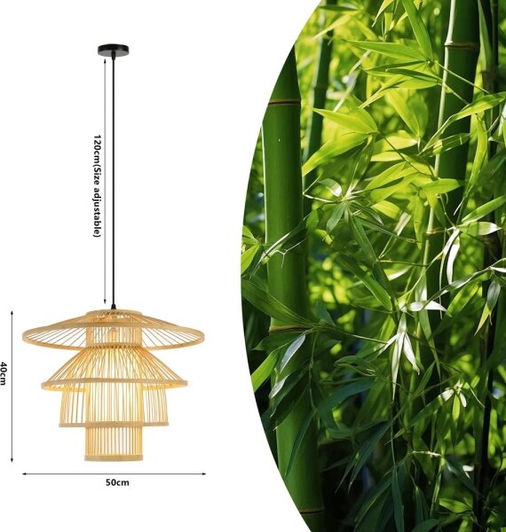 Immax 08255L - Luster na lanku PINCHOS 1xE27/40W/230V pr. 50 cm bambus