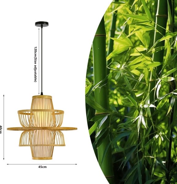 Immax 08254L - Luster na lanku PINCHOS 1xE27/40W/230V pr. 45 cm bambus