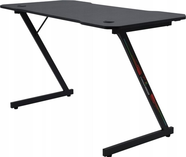 Herný stôl, počítačový stôl pre hráčov, ergonomická doska stola 120 cm, držiak na nápoje a slúchadlá, priechody na káble, stabilná konštrukcia v tvare Z, moderný dizajn