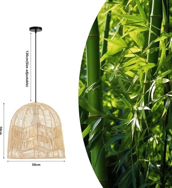 Immax 08263L - Luster na lanku PELO 1xE27/40W/230V pr. 50 cm ratan