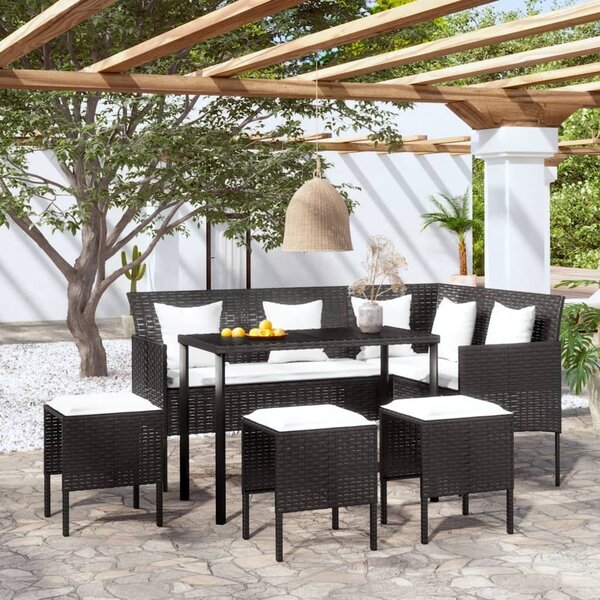 Maison Exclusive - 5-dielny záhradný sedací set v tvare L a vankúše polyratan