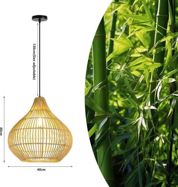 Immax 08257L - Luster na lanku PELO 1xE27/40W/230V pr. 40 cm ratan