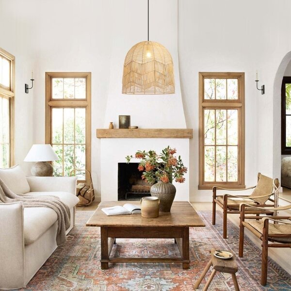 Immax 08263L - Luster na lanku PELO 1xE27/40W/230V pr. 50 cm ratan