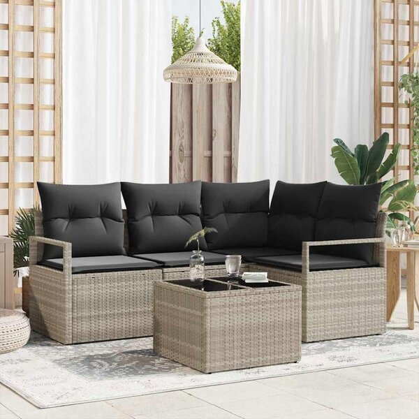 Maison Exclusive – Sedacia súprava, 5 kusov, tmavosivá [syntetický materiál]: Polyratan