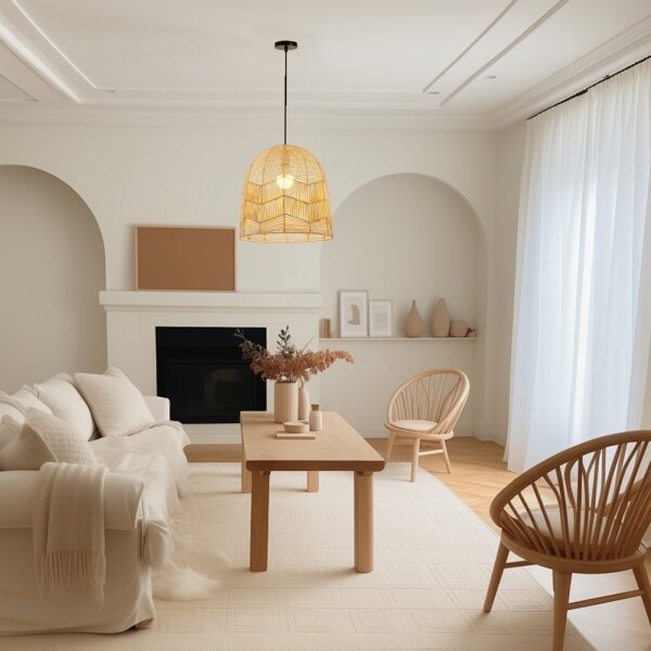 Immax 08263L - Luster na lanku PELO 1xE27/40W/230V pr. 50 cm ratan