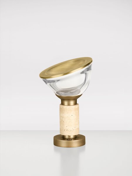 Stolová lampa Loris mosadzná a prírodná 3 W