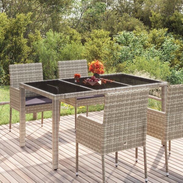 Maison Exclusive - Záhradný stôl so sklenenou doskou sivý 150x90x75 cm polyratan
