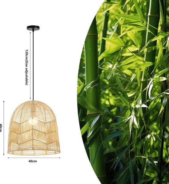 Immax 08262L - Luster na lanku PELO 1xE27/40W/230V pr. 40 cm ratan