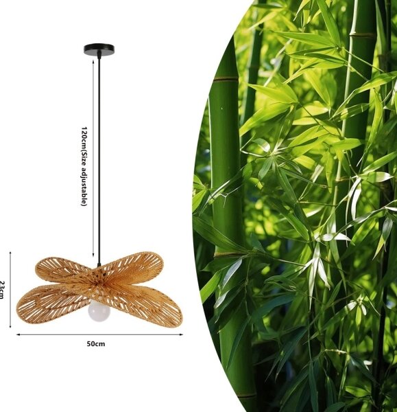 Immax 08265L - Luster na lanku MARIPOSA 1xE27/40W/230V pr. 50 cm juta