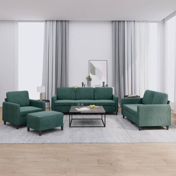 Maison Exclusive – 4-dielna sedacia súprava z tmavozeleného zamatu