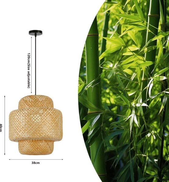 Immax 08267L - Luster na lanku HILO 1xE27/40W/230V pr. 38 cm bambus