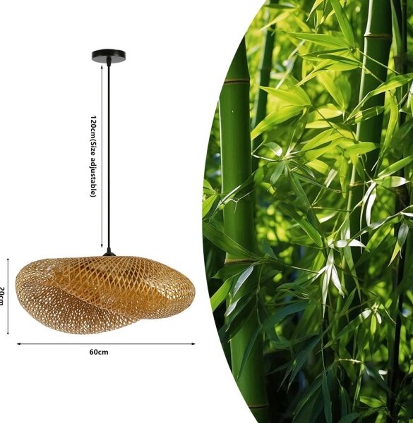 Immax 08269L - Luster na lanku HILO 1xE27/40W/230V pr. 60 cm bambus
