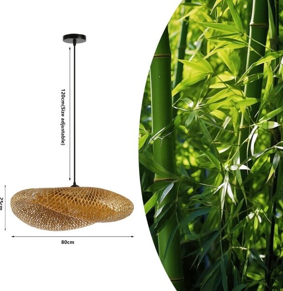 Immax 08270L - Luster na lanku HILO 1xE27/40W/230V pr. 80 cm bambus