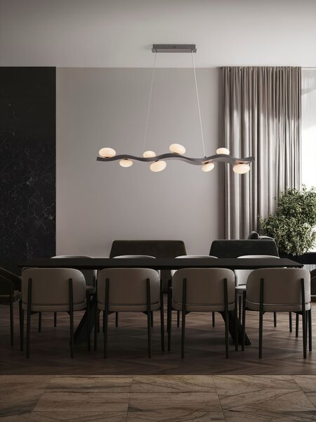 Závesné svietidlo Severo sivé a biele 27 W 125 x 19 x 165,5 cm – Sivá
