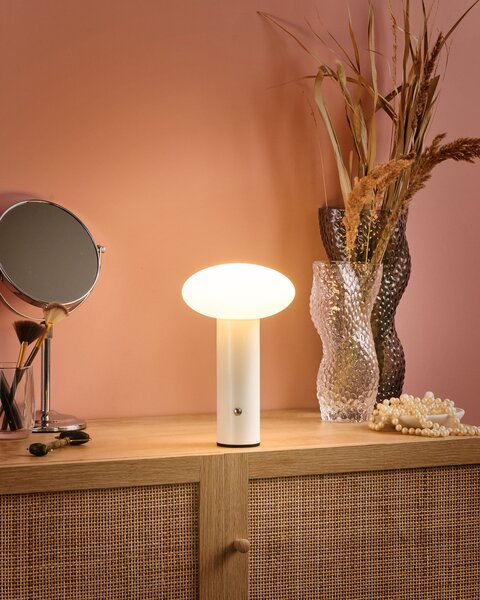 Stolná LED lampa biela bezdrôtová železná s tienidlom moderné osvetlenie do interiéru