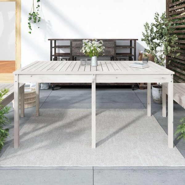 Maison Exclusive - Záhradný stôl biely 159,5x82,5x76 cm masívne drevo borovica