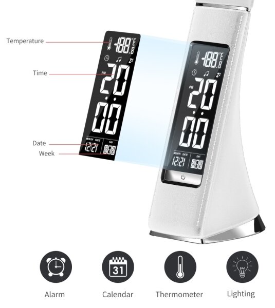 Brilagi - LED Stmievateľná stolná lampa s displejom PELLE LED/7W/230V biela