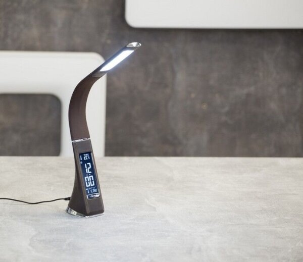 Brilagi - LED Stmievateľná stolná lampa s displejom PELLE LED/7W/230V hnedá