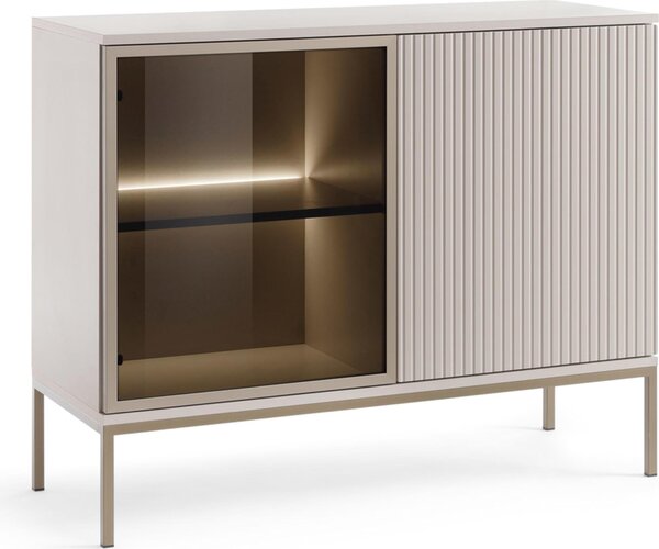 Laval K104 LED - trojdverová komoda s osvetlením, kašmír, šírka 104 cm, výška 83 cm, hĺbka 39 cm
