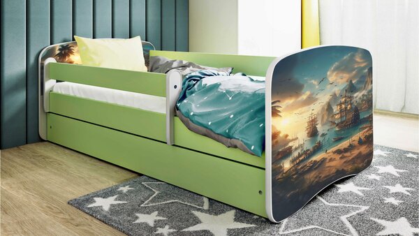 POSTEĽ PRE DETI A MLÁDEŽ 80/160 cm, zelená, biela MID.YOU - Detské izby, Online Only