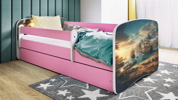 POSTEĽ PRE DETI A MLÁDEŽ 80/160 cm, biela, pink MID.YOU - Detské izby, Online Only
